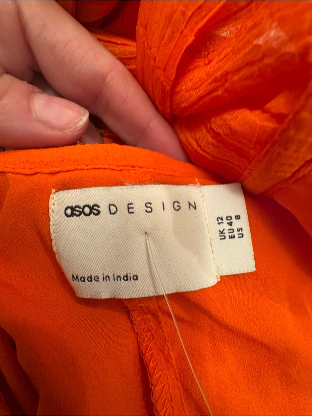 ASOS Orange Tiered Mini Dress with Open Back Tie - Picture 4 of 7
